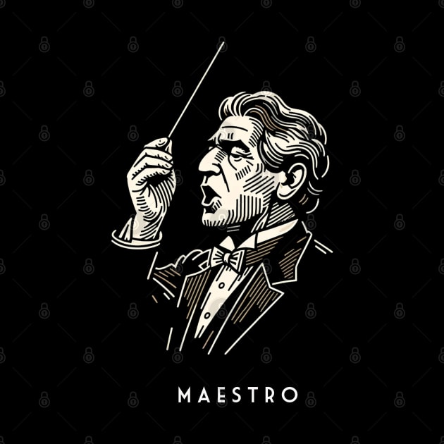 Maestro Movie - Vintage Line Art by Retro Travel Design