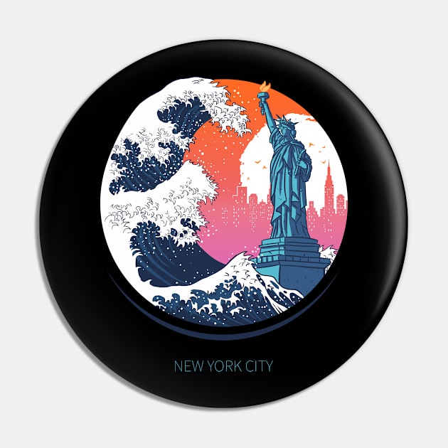 Wave Statue of liberty Pin by albertocubatas