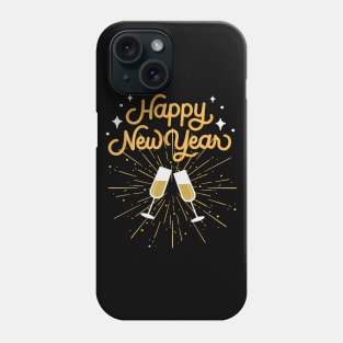 Happy New Year Celebration Cheers Wine Glasses Design Phone Case