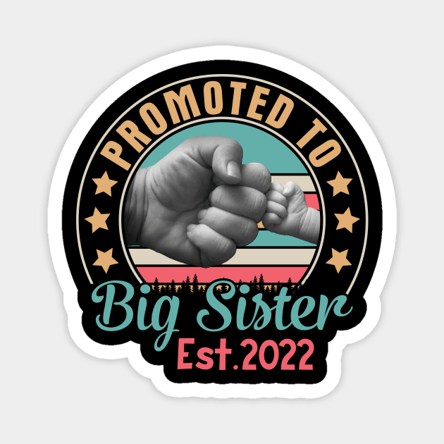 Hand Touch Hand Promoted To Big Sister Est 2022 Happy To Me Magnet by Cowan79