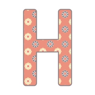 MONOGRAM LETTER H PINK FLORAL TYPOGRAPHY DESIGN T-Shirt