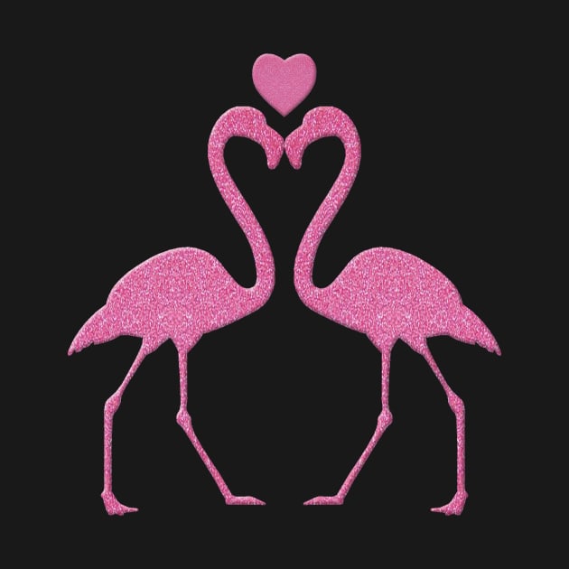 Pink Faux Glitter Flamingo With A Heart by Atteestude