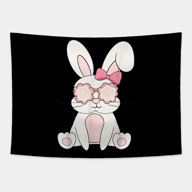 Retro Groovy Easter Rabbit Bunny Happy Easter Day Cute Bunny Tapestry by Jennifer Wirth