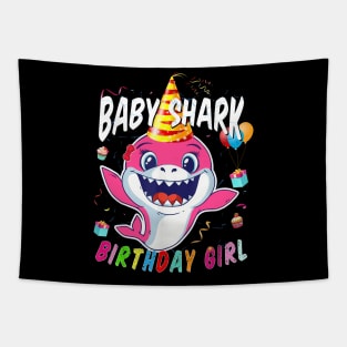 Birthday Girl Baby Shark T-Shirt Tapestry