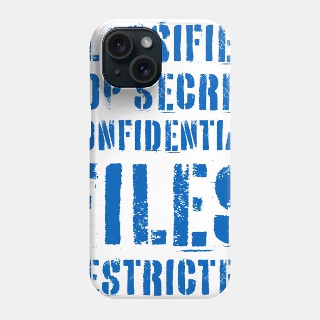 Classified Files Typography Stack (Blue) Phone Case by John Uttley