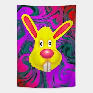 Trippy Yellow Bunny Tapestry