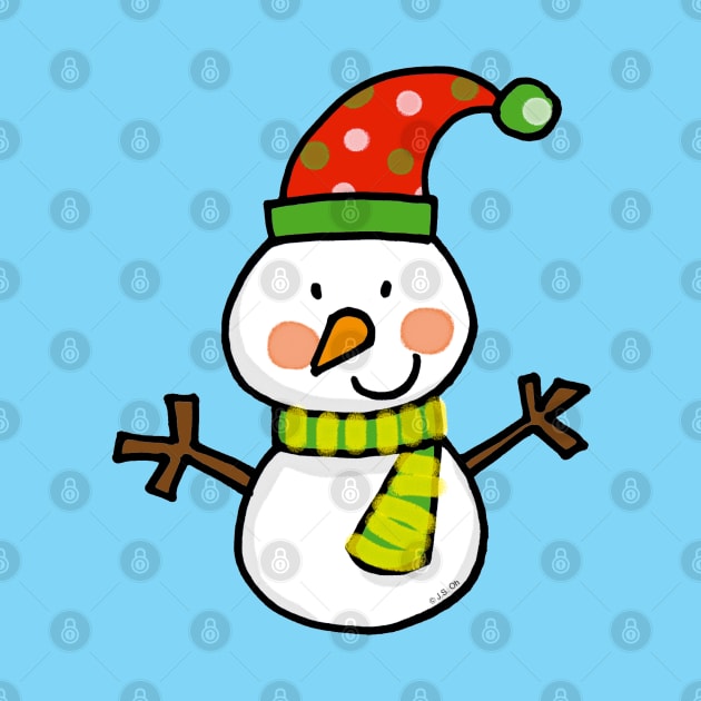 cute white Christmas snowman by cartoonygifts