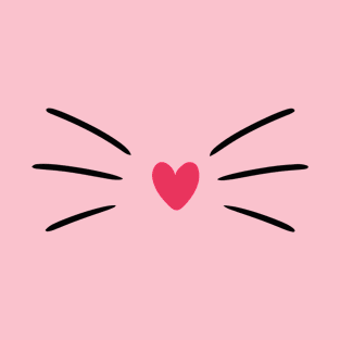 Cat whiskers whit pink heart T-Shirt