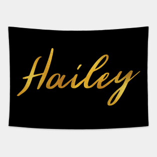 Hailey Name Hand Lettering in Faux Gold Letters Tapestry