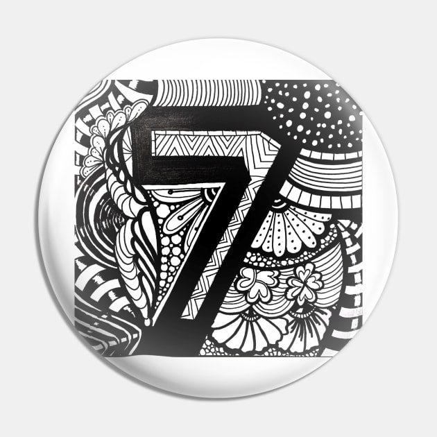 Lucky Number 7 seven black and white illustration Pin by Nathalodi