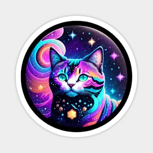 Cute Galaxy Cat Lovers Tee Magnet