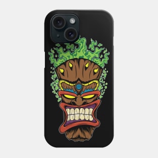 Tiki Mask with Green Fire Phone Case