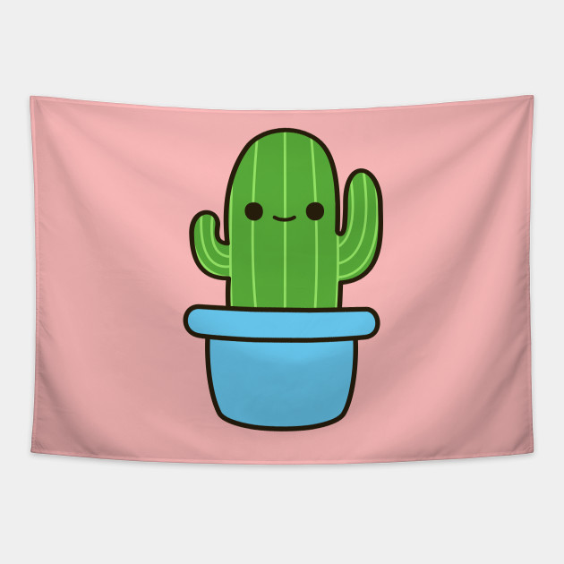 Cute cactus in blue pot Sticker for Sale by peppermintpopuk