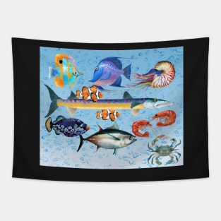 A School of Fish with Bubbles Tapestry