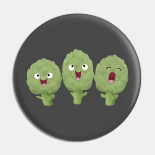 Cute singing artichokes cartoon illustration Pin