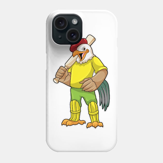 Rooster as Batsman with Cricket bat Phone Case by Markus Schnabel