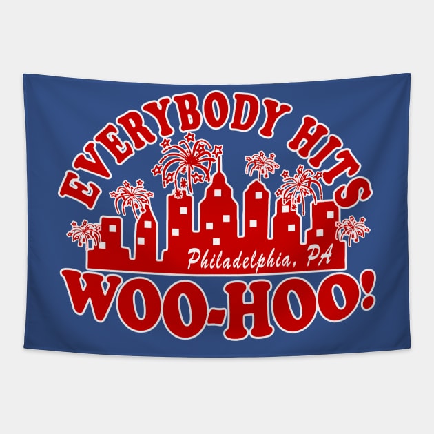 Philadelphia Baseball Everybody Hits Woo Hoo Tapestry by TeeCreations