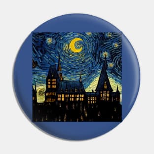 Starry Night Wizarding School Van Gogh Pin