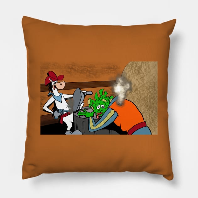 Quick Draw shot first Pillow by TechnoRetroDads