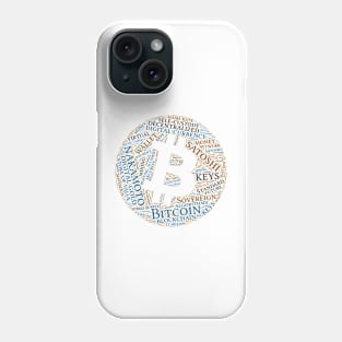 Bitcoin Wordcloud for Lighter Backgrounds Phone Case