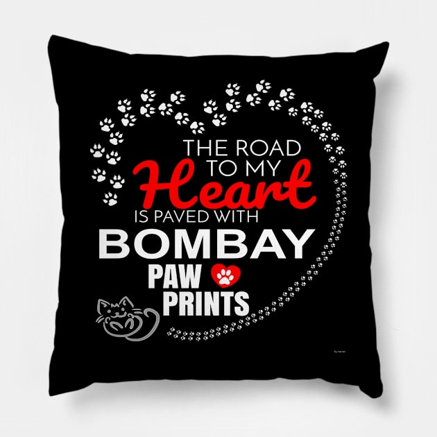 My Bombay Paw Prints - Gift For Bombay Parent Pillow by HarrietsDogGifts