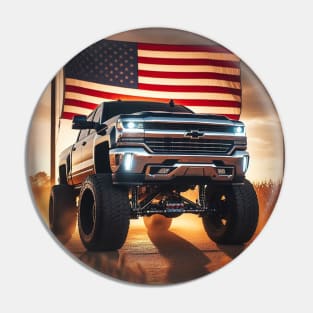 Chevrolet Silverado and The American Flag by Gas Autos Pin