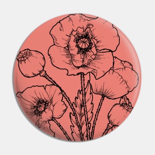 Drawing of a poppy Pin