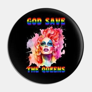 God Save The Queens Rainbow Gradient T-Shirt Pin