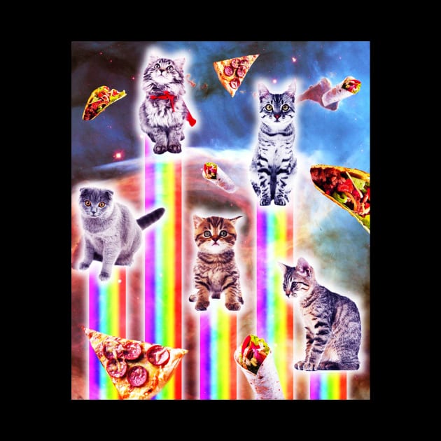 Outer Space Galaxy Cats With Rainbow by Random Galaxy