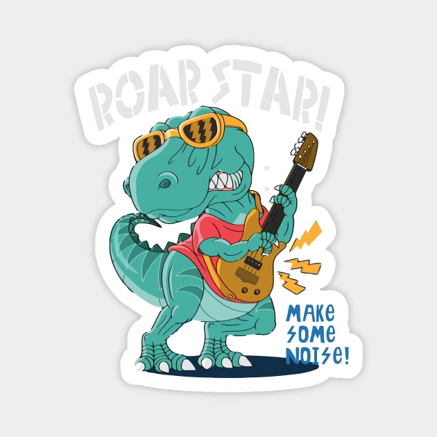 Rockstar Dinosaur Magnet by WorldDinosaurs