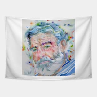 ERNEST HEMINGWAY watercolor portrait .6 Tapestry