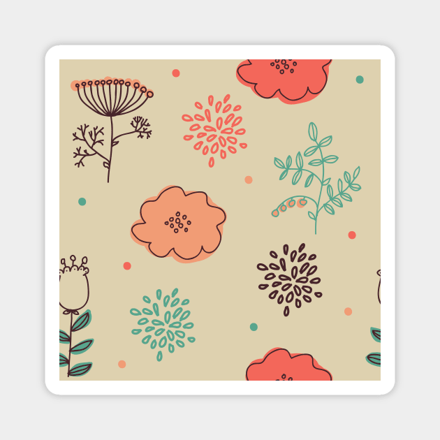 Elegance Seamless pattern with flowers, vector floral illustration in vintage style Magnet by Olga Berlet