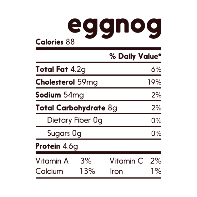 Eggnog Nutrition Facts Label Funny Thanksgiving by TeeA