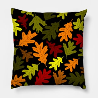 Fall Oak Leaves on Black Repeat 5748 Pillow