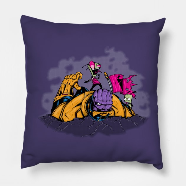 The Invader vs. The Titan! Pillow by fmm3