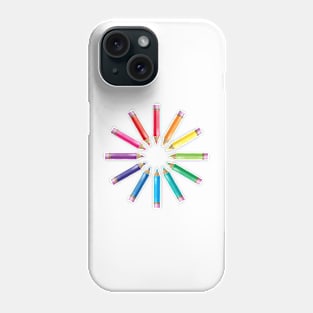 Rainbow pencils - Circle Phone Case