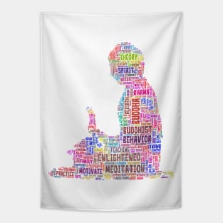 Buddha Travel Text Word Cloud Tapestry