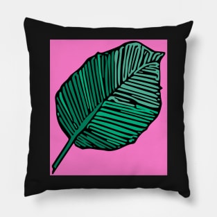 Green and Pink Leaf Pillow