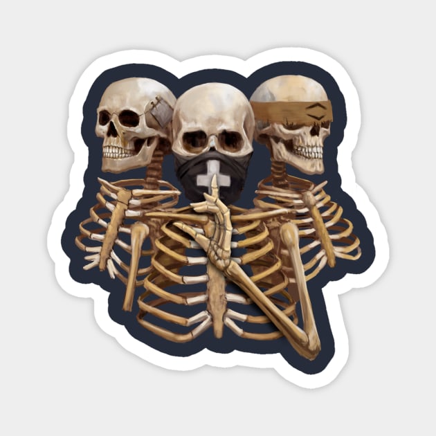 Skeleton Hear No Evil. Speak No Evil. See No Evil Magnet by Mystik Media LLC