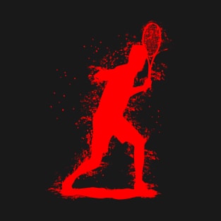 Abstract Watercolor style Tennis Art - Red T-Shirt