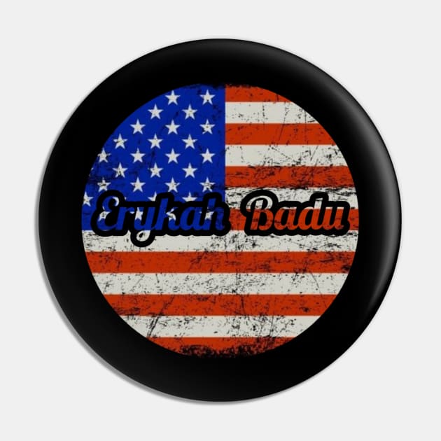 Erykah Badu / USA Flag Vintage Style Pin by Mieren Artwork 