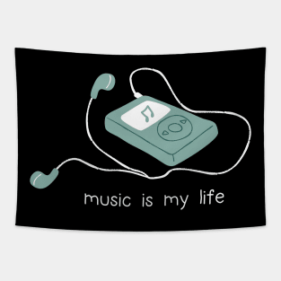 Blue and White Cute Music Quote Tapestry