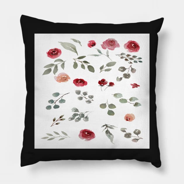 Pretty Roses Pink & Red Floral Home Decor & Gifts Pillow by tamdevo1