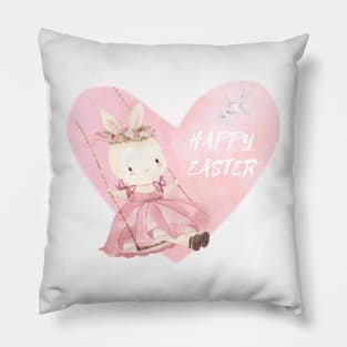 Bunny on swing (Easter) Pillow