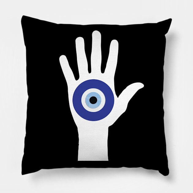 Hand of Hamsa Evil Eye Pillow by livania