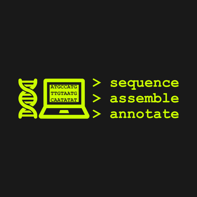 Bioinformatics Genome Sequence Assemble Annotate Green by MoPaws