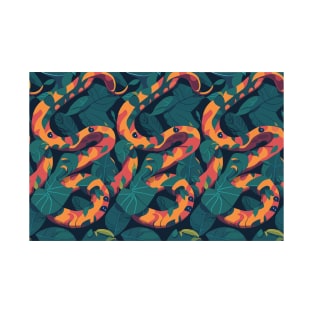 Cool Colorful Jungle Snakes Pattern T-Shirt