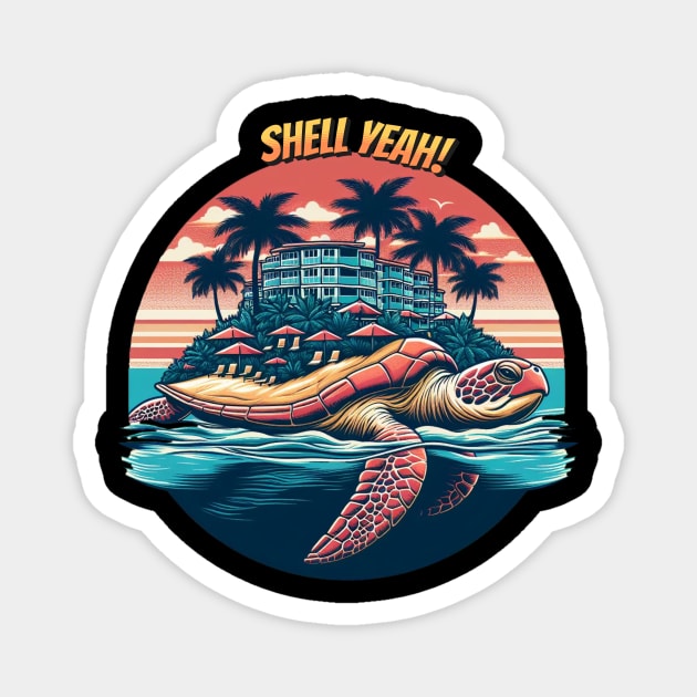 Tropical Retreat Turtle Magnet by shipwrecked2020