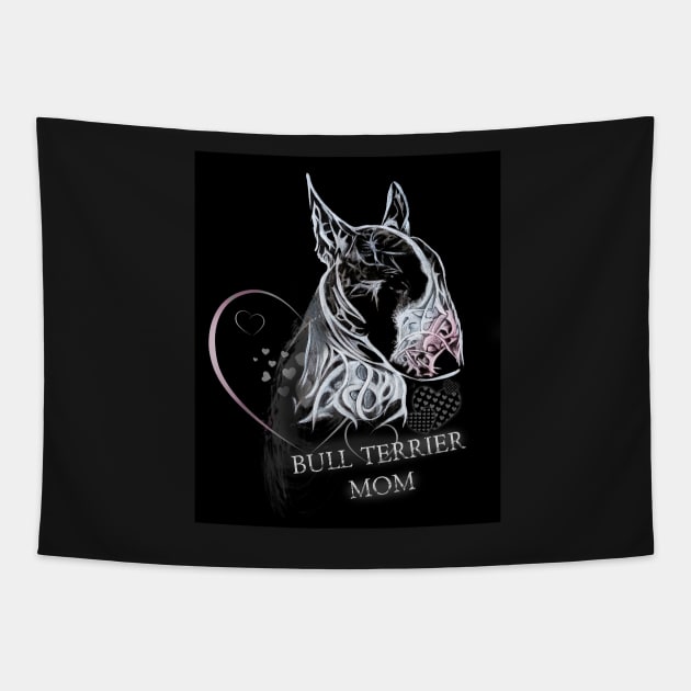 Bull Terrier Mom Portrait Loft and Spiritual Style Tapestry by SKornackiArt