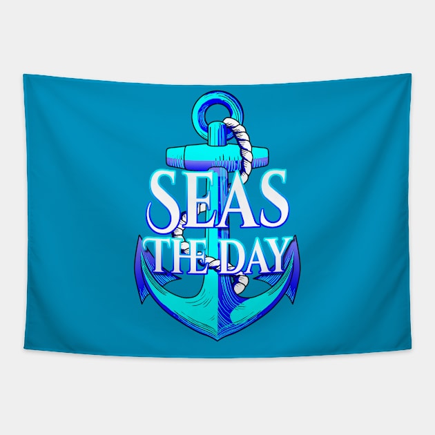Coastal Seas The Day Anchor Tapestry by macdonaldcreativestudios